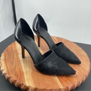 Vince Claire Pony Hair & Leather D'Orsay Pumps black pointed toe heels Sz 5.5